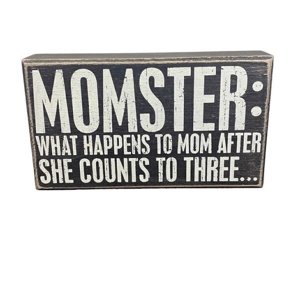 Momster Box Sign Black White Distressed - Picture 1 of 5